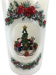 7" Illuminated Pillar with Rotating Scene and Gift Box by Valerie