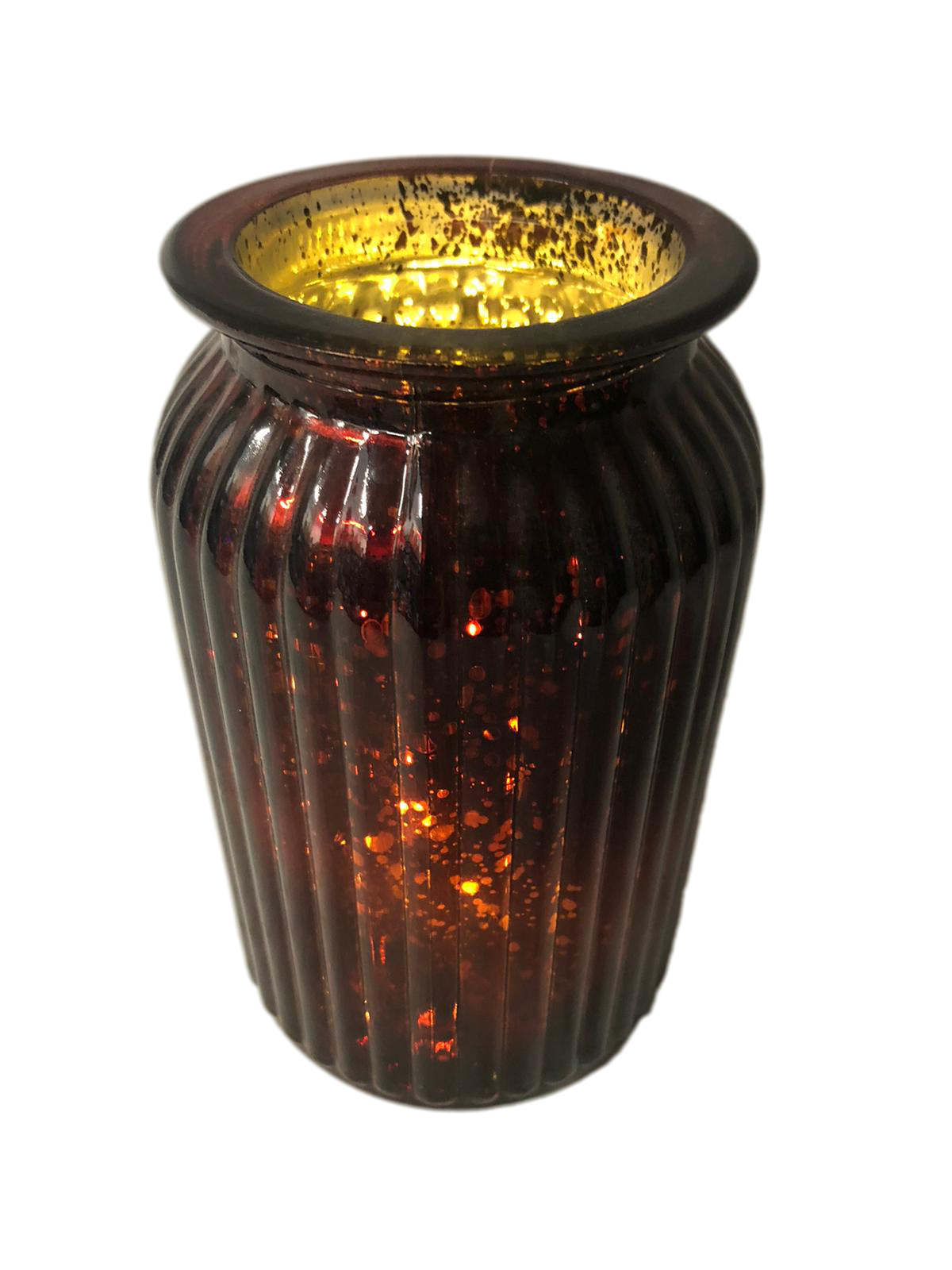 7" Mercury Glass Cup with Textured Lattice Design, Illuminated