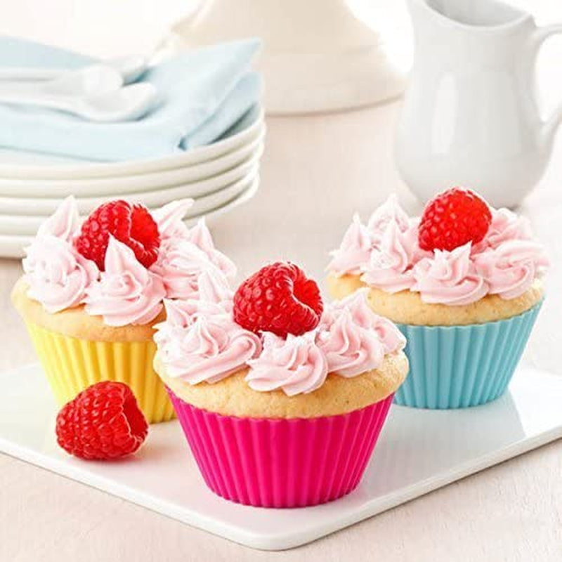 Vibrant Silicone Cupcake Muffin Baking Cups: Non-Stick, Easy to Clean, Reusable
