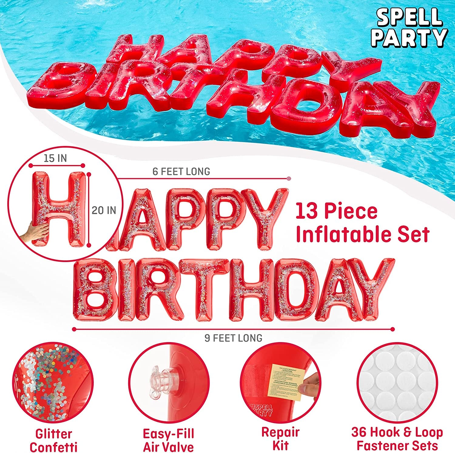 Large Floating Happy Birthday Pool Letters - Pool Party Decorations for Kids 