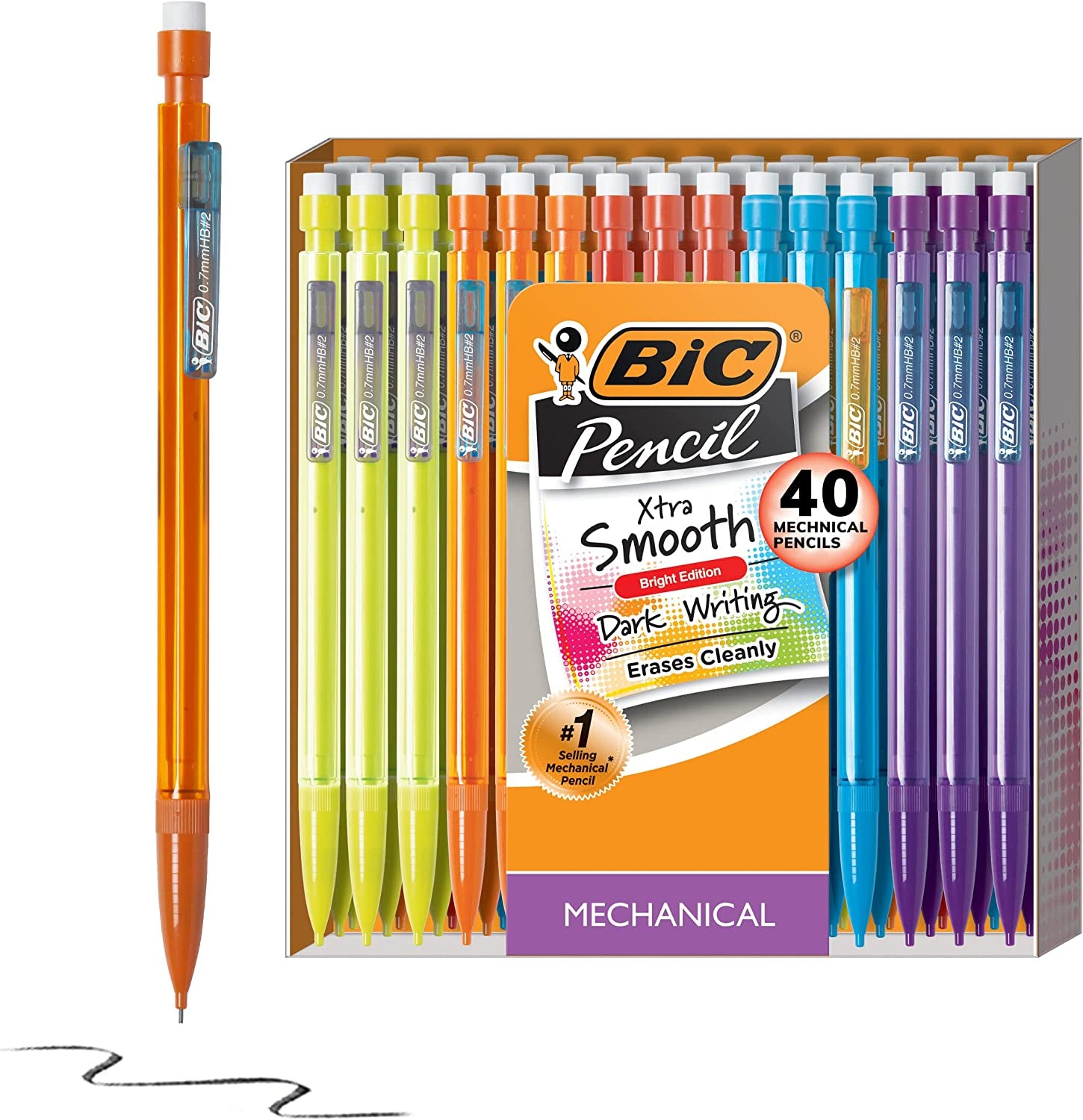 40-Count Bright Edition BIC Xtra-Smooth Mechanical Pencils, Medium Point (0.7mm)