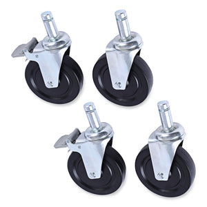 Alera Optional Casters For Wire Shelving, 600 lbs/Caster, Gray, 4/Set