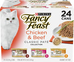 Purina Fancy Feast Grain Free Pate Wet Cat Food Variety Pack, Poultry & Beef Collection - (30) 3 Oz. Cans