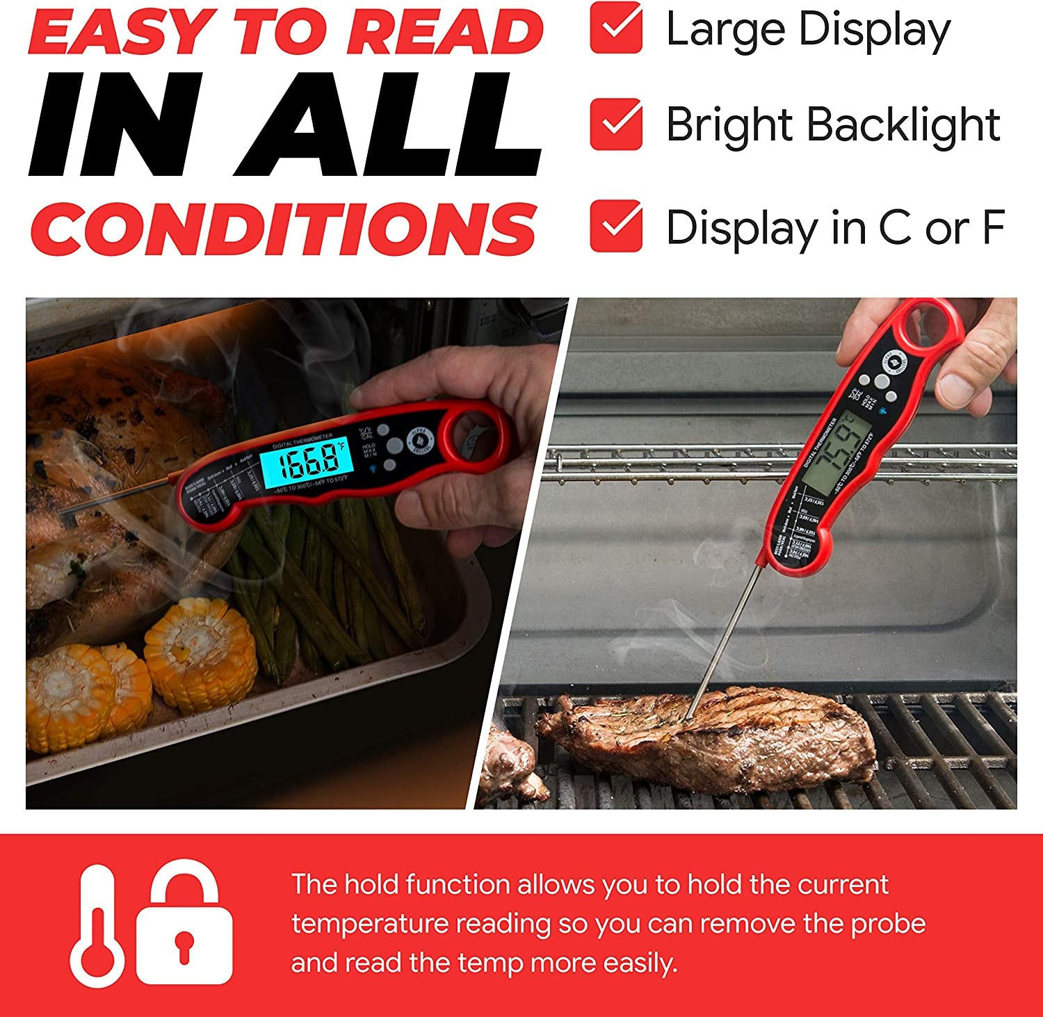 Alpha Grillers Waterproof Instant Read Meat Thermometer
