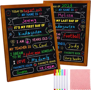 12.6" x 11" Double-Sided Back to School Chalkboard with Markers