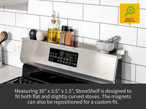 30-Inch Magnetic Stainless Steel Stove Shelf - Easy to Install, No Drilling
