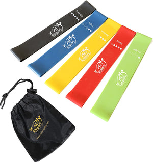 Fit Simplify Resistance Loop Exercise Bands - 5 Color-Coded Bands Set for Home Gym Workouts, Physical Therapy, and Injury Rehabilitation