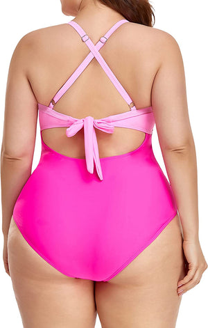 Eomenie Women's Ruched Tummy Control One Piece Swimsuit
