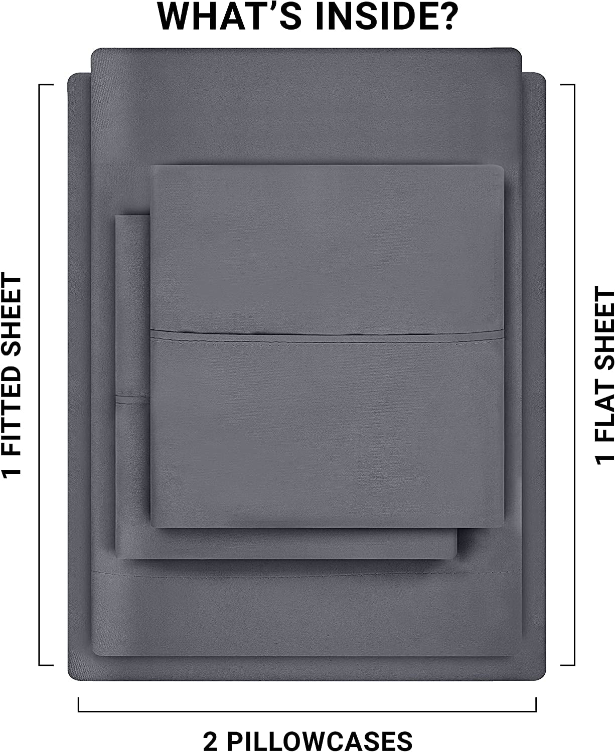 Queen Size 4-Piece Brushed Microfiber Bed Sheet Set (Grey)