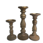 "As Is" Simply Harvest Set of 3 Wooden Pillars by Janine Graff