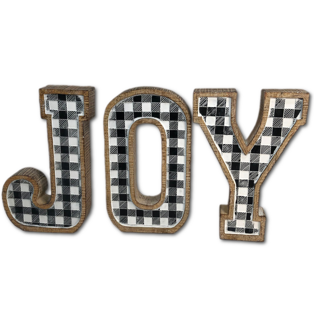 "As is" 3-Piece Checkered Joy Sign by Valerie