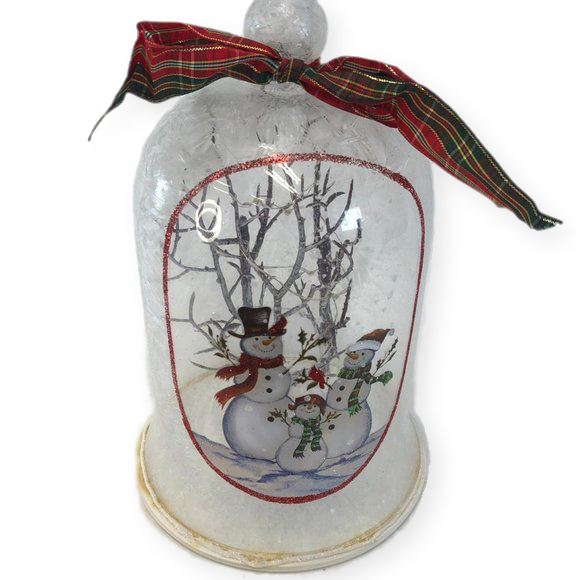 "As is" 9" Illuminated Glass Bell with Interior Trees & Scene by Valerie