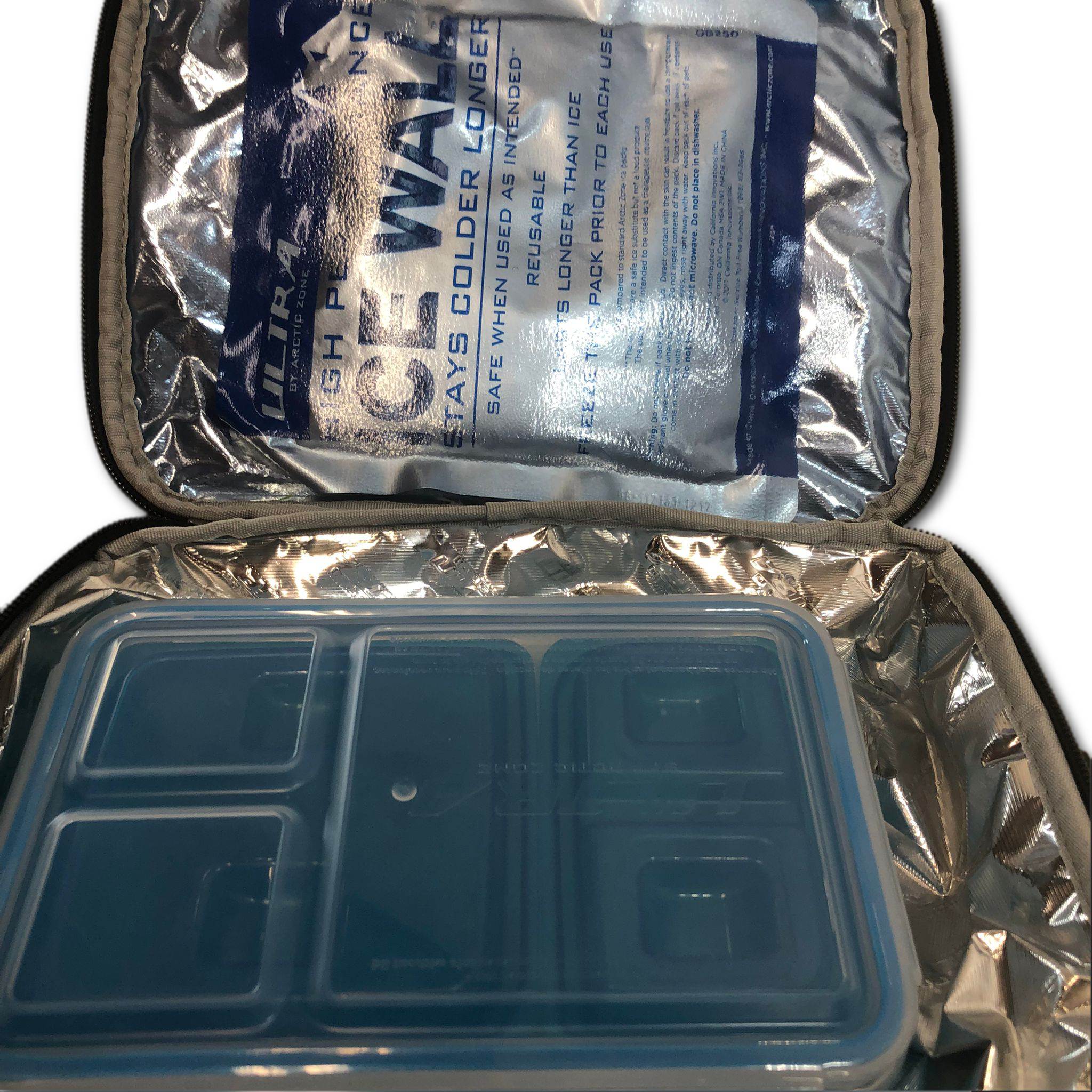 As is Expandable Lunch Piece Ultra Plus 3 Containers With Lids And 2 Ice Pieces
