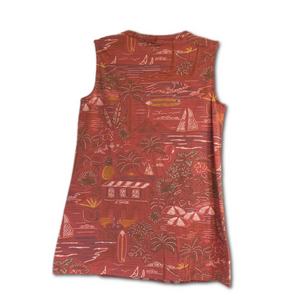 Denim & Co. Printed Jersey Tank with Tassle Trim - Semi-fitted, 95% Cotton