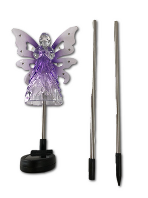 Exhart Acrylic Solar Garden Stake with LED Lights in Angel Design