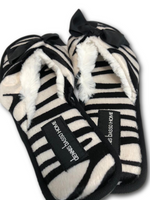 Faux Fur Animal Print Slipper Sandals with Bow
