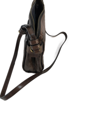 Frye Mel Leather Crossbody Bag | Small, Zip Closure, Phone Pocket Dark Brown