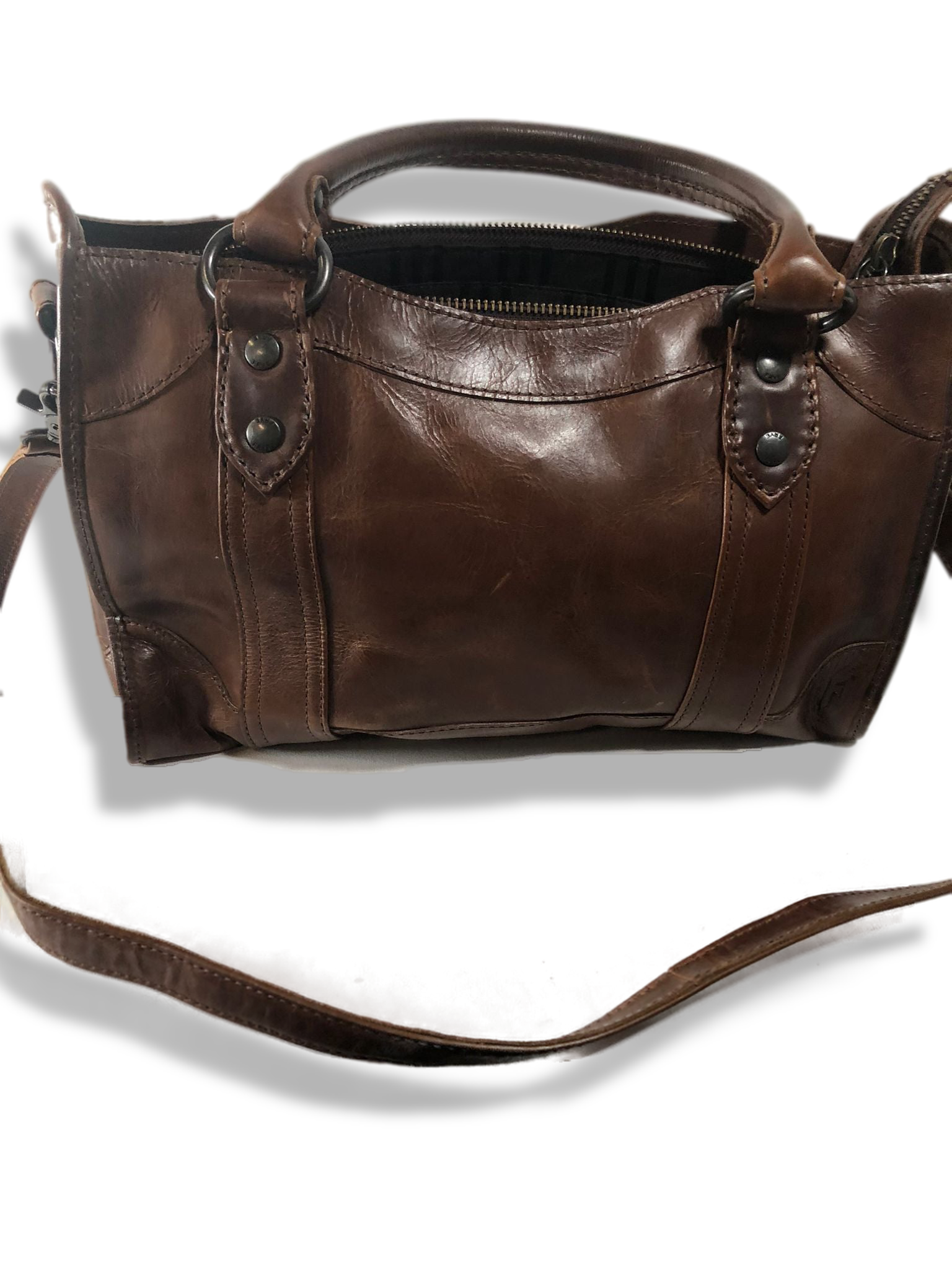 Frye Melissa Leather Satchel Handbag with Removable Crossbody Strap