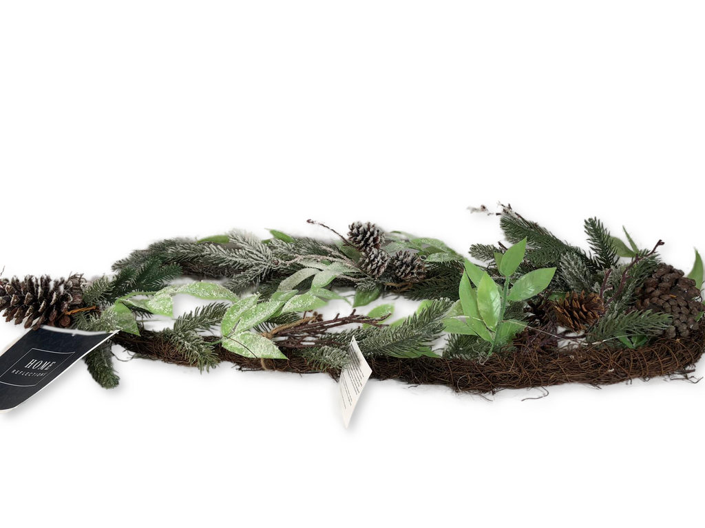 Pre-lit Frosted Greenery Garland with Pinecone & Leaf Accents - 6'L
