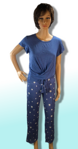 Short-Sleeve Drape Front Pajama Set - MUK LUKS