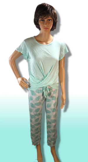 Short-Sleeve Drape Front Pajama Set - MUK LUKS