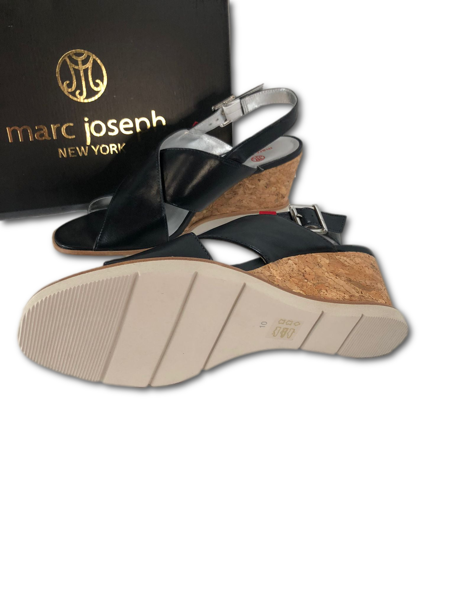 Marc Joseph New York Women's Leather Made in Brazil Criss Cross Wedge Sandal