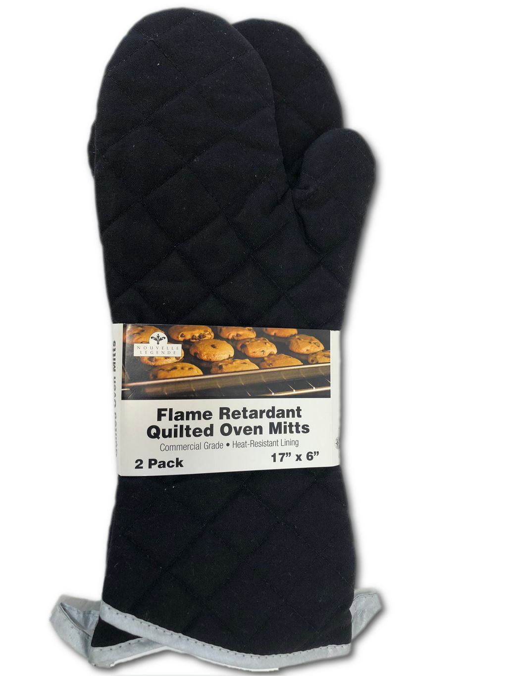 Nouvelle Legende Flame Retardant Oven Mitt, Black, 2-count