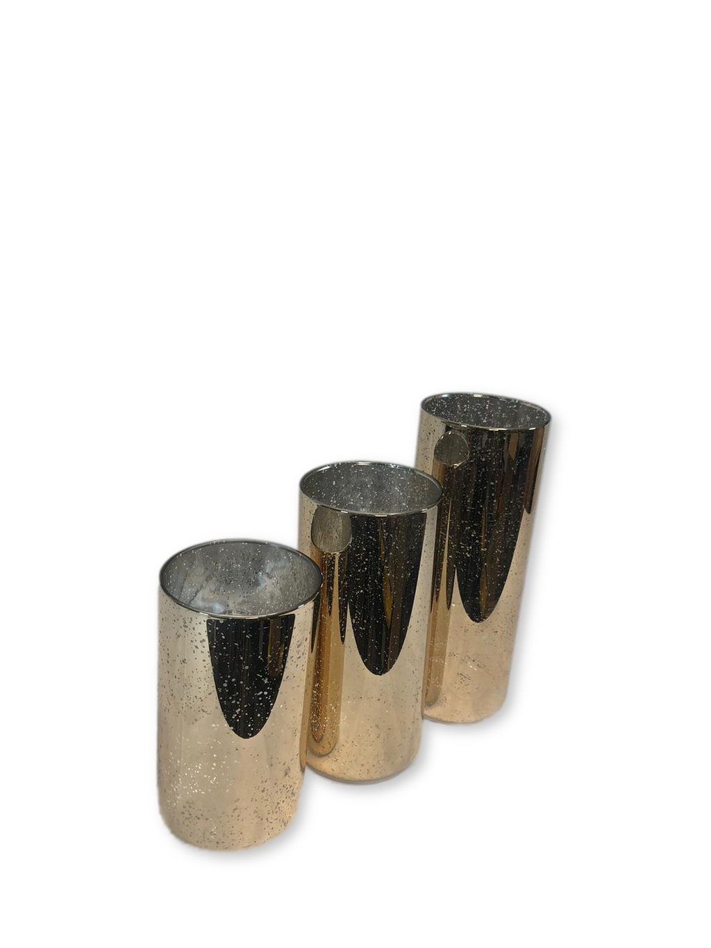 Set of 3 Illuminated Mercury Glass Pillars by Valerie