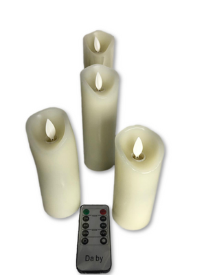 Set of 4 slim wax flameless candles with remote control