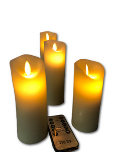 Set of 4 slim wax flameless candles with remote control