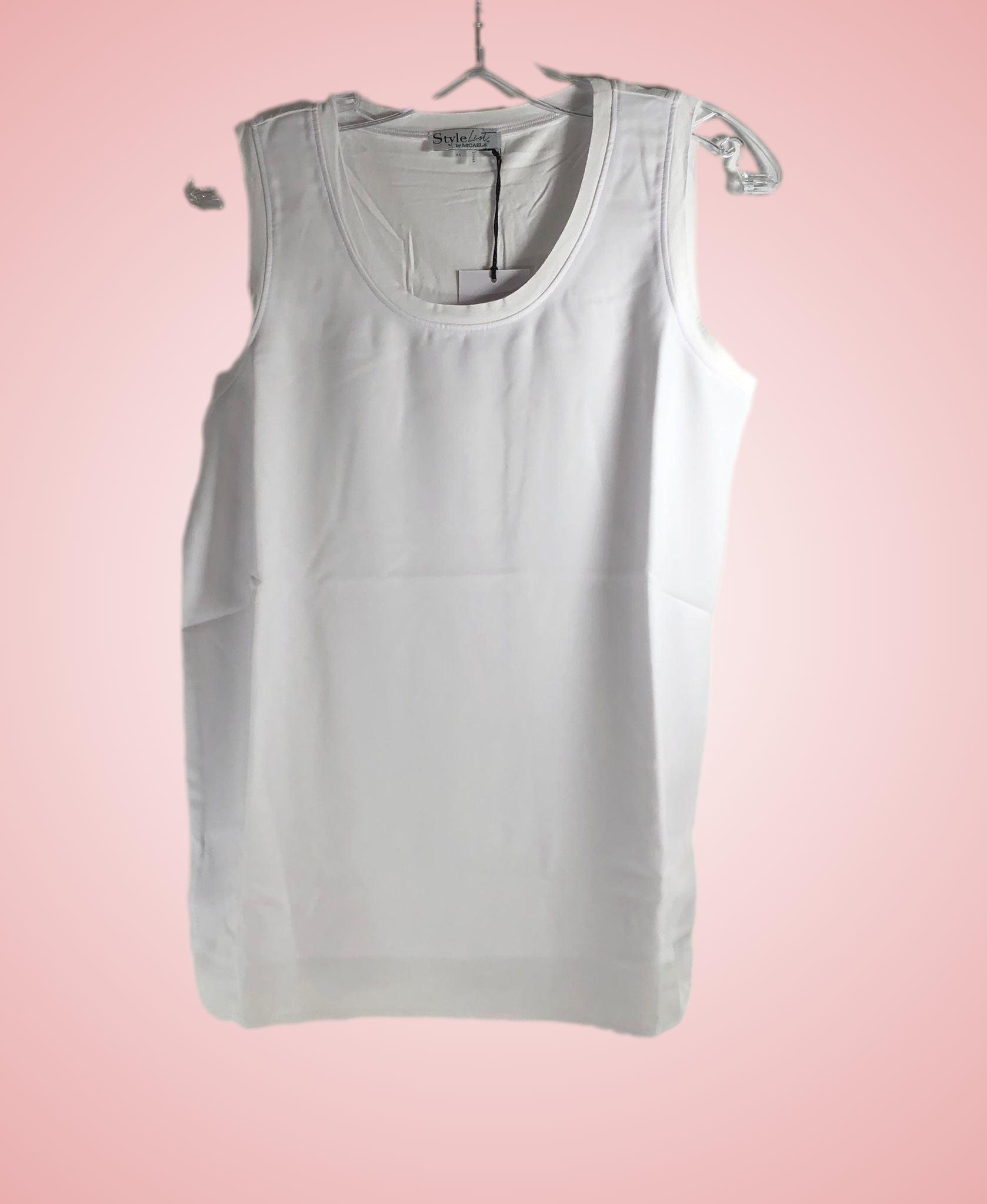 StyleList by Micaela Woven Front Mixed Media Tank