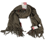 Tickled Pink Women's Fringe Scarf, Beige Petite Check, 79 X 28