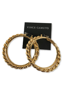 Vince Camuto 68mm Textured Interlocking Hoops, Gold, Small (VJ-404580)