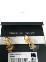 Vince Camuto Women's Stud Clips Earrings Gold/Crystal/Faux Green Rutilated Quartz One Size
