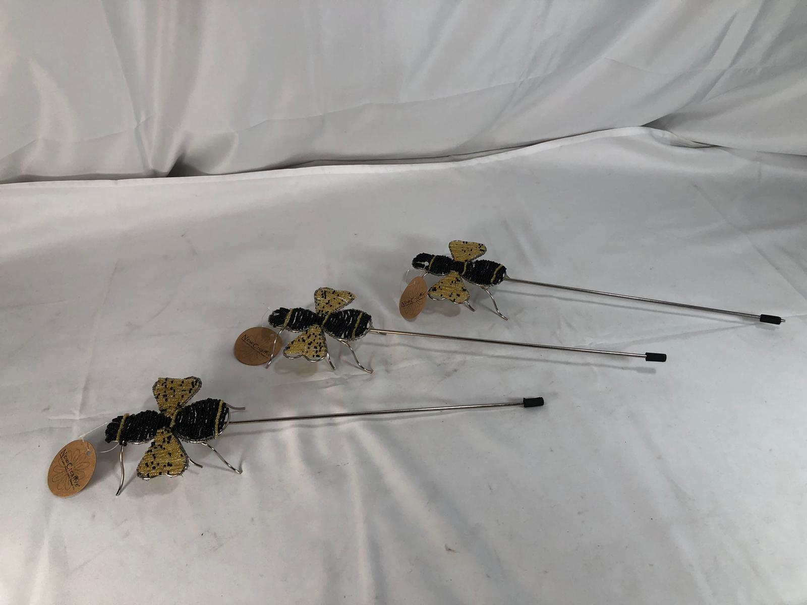 Set of 3 Indoor/Outdoor Decorative Metal Bees by New Creative