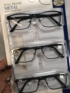 3-pack Reading Glasses Full Frame METAL +2.50