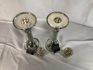 Dennis Basso Set of 2 Mercury Glass Candlesticks 12.5"