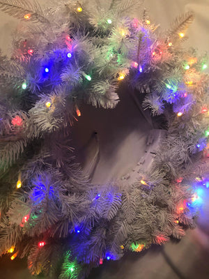 "As is" Bethlehem Lights 26" White Color Flip Overlit Wreath