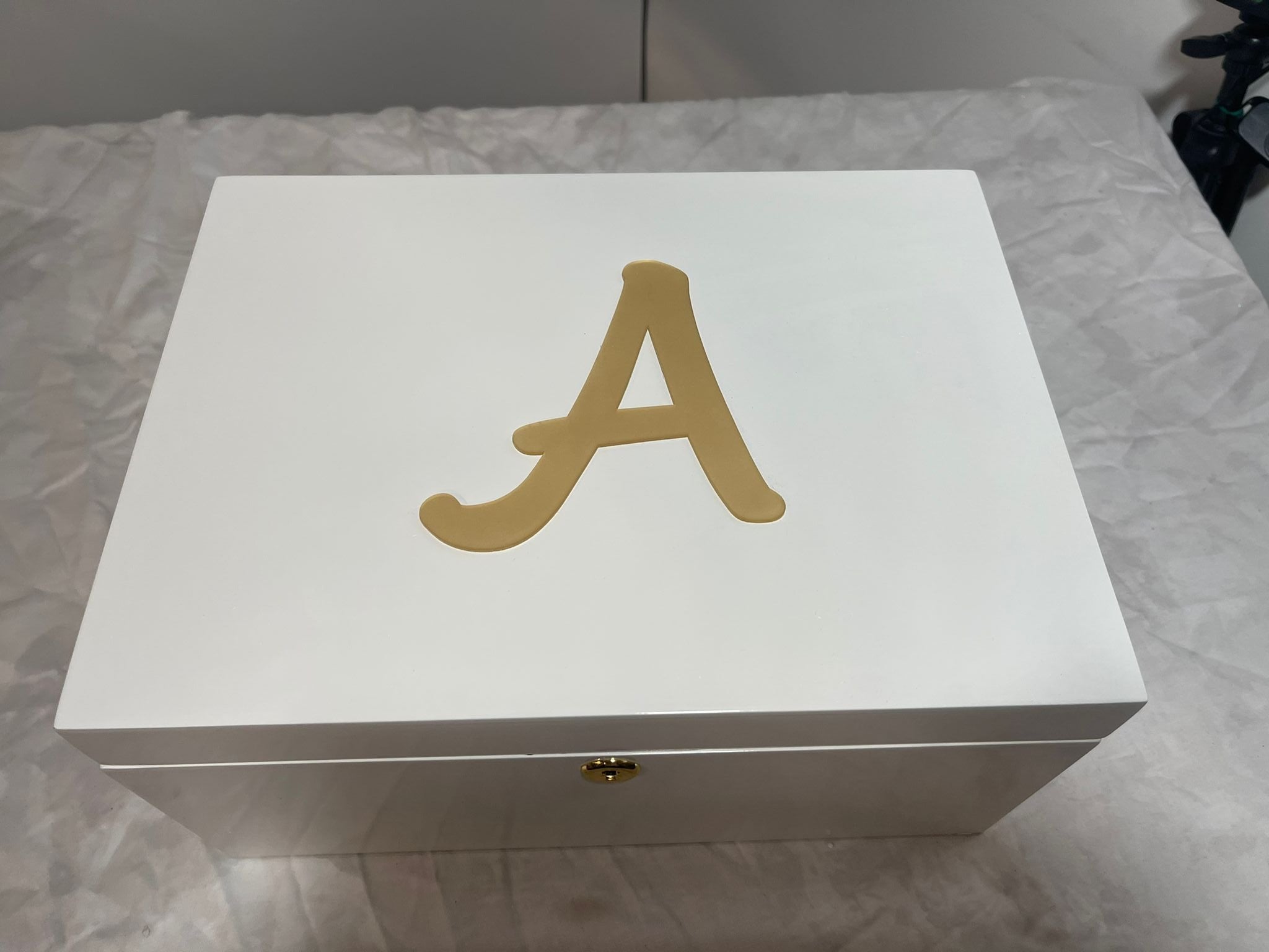 Personalized White Lacquer Jewelry Box