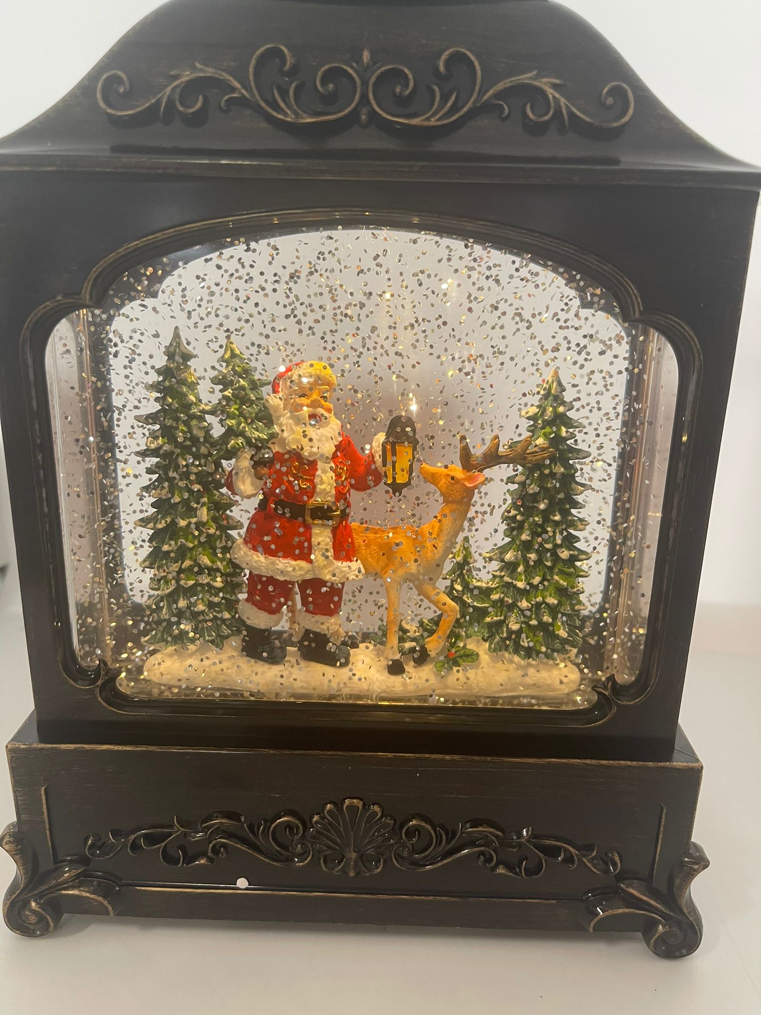 12" Illuminated Glitter Lantern with Holiday Scene by Valerie