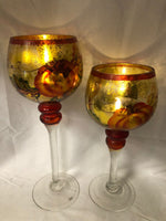 Set of 2 Illuminated Glass Goblets with Tealights by Valerie