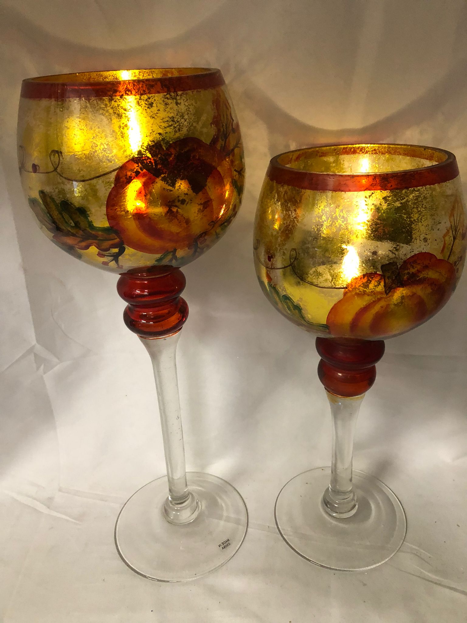 Set of 2 Illuminated Glass Goblets with Tealights by Valerie