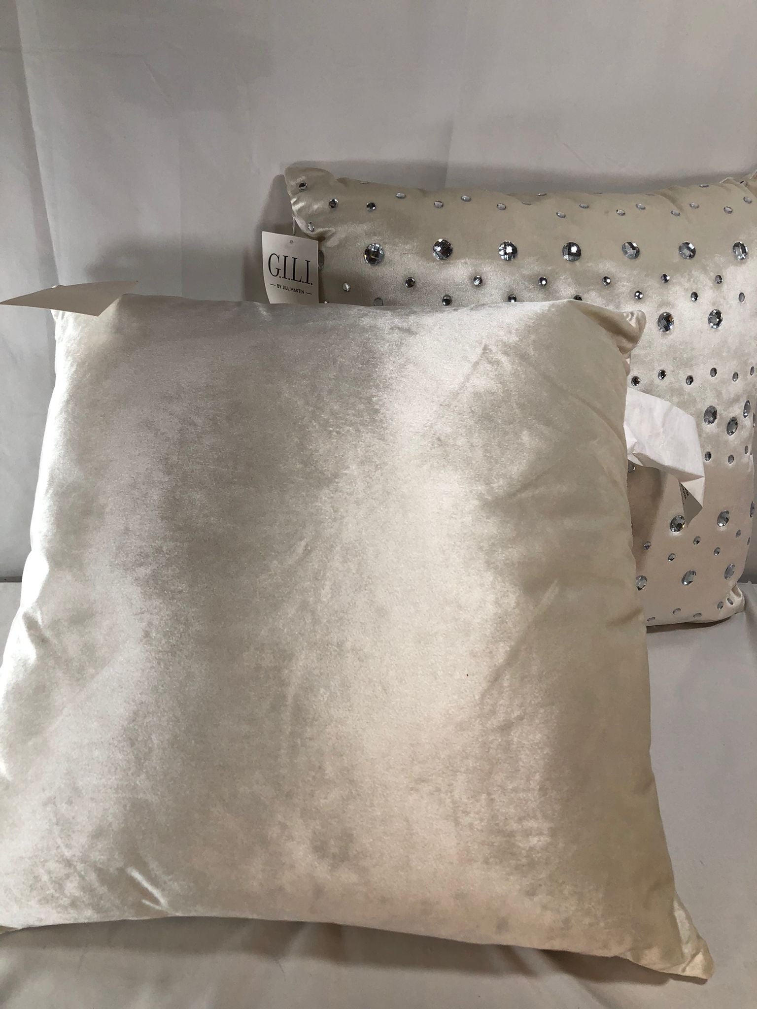 G.I.L.I. S/2 20" x 20" Italian Velvet Studded Pillows