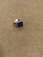 Women's Artistic Silver-Plated Ring with Natural Resin and Ruby Accent - Size 7
