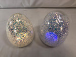 Barbara King Set of 2 Indoor/ Outdoor Lit Glittered Glass Eggs