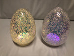 Barbara King Set of 2 Indoor/ Outdoor Lit Glittered Glass Eggs
