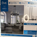 Ove Modern Industrial 6-Light Matte Black Chandelier with Clear Glass Shades