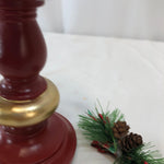 Set of 2 Candle Holder with Pine and Ribbon Accent by Valerie