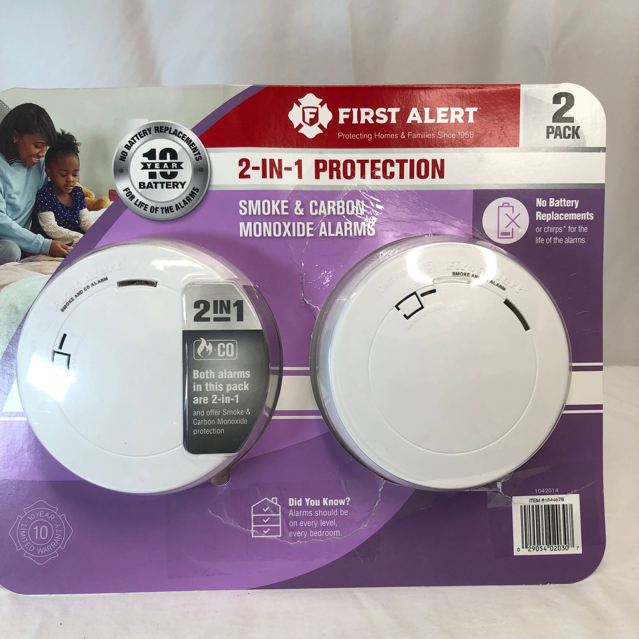 Open Box First Alert 2-in-1 Smoke & CO Alarm - 10-Year Battery, No Chirps