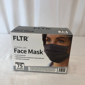 FLTR General Use Face Mask - Black 75 Pack OPEN BOX